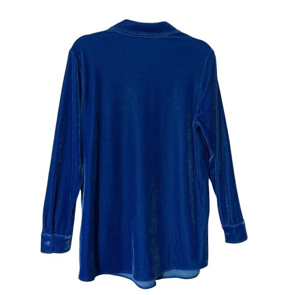 Soft Surroundings Blue Velvet Button Down Shirt Tunic Women’s Small - Picture 5 of 7